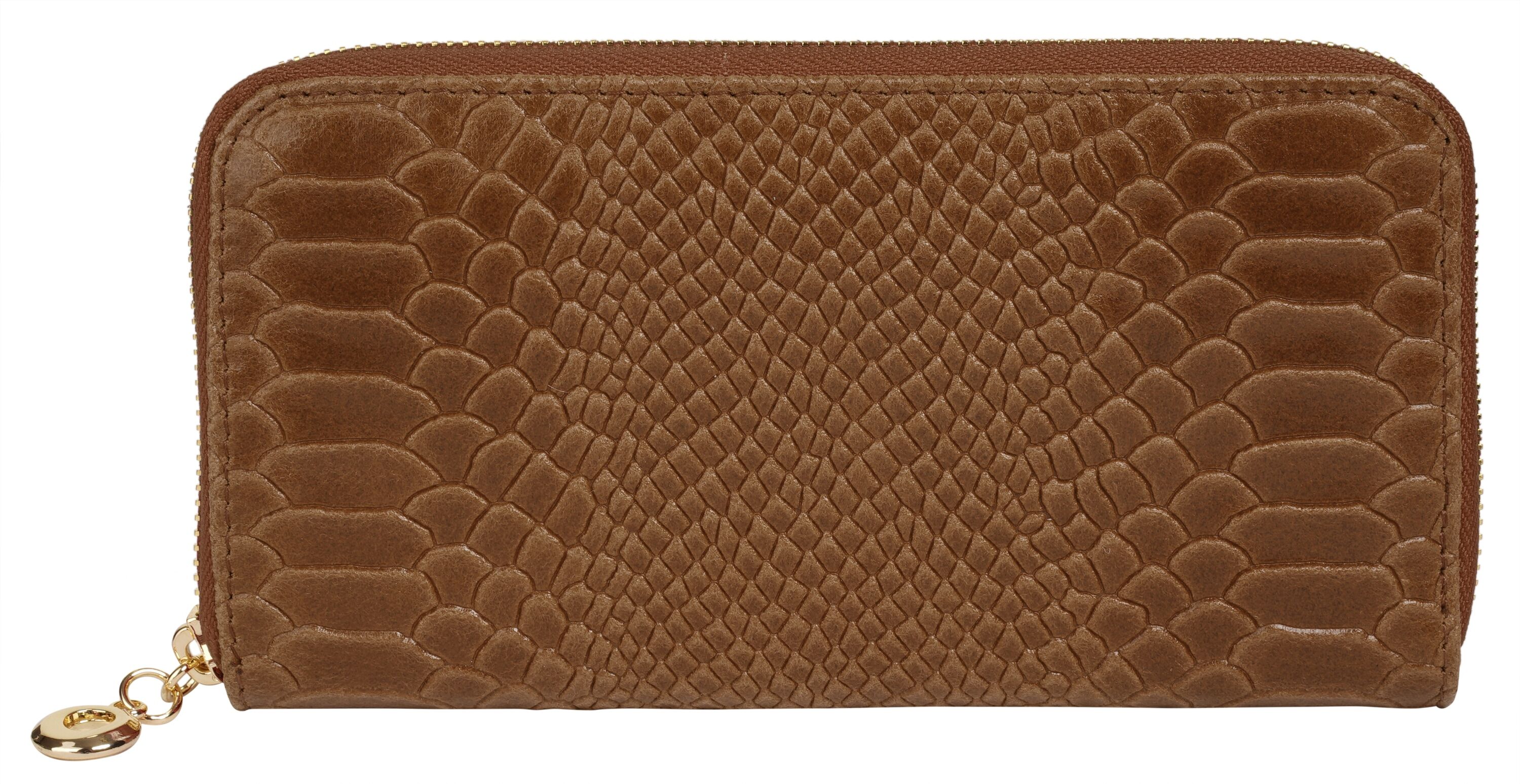 Geldbörse SAMANTHA LOOK "SAMANTHA LOOK Damen echt Leder, Made in Italy", Damen, braun (cognac), Leder, Kleinlederwaren Geldbörse, echt Leder, Made in Italy