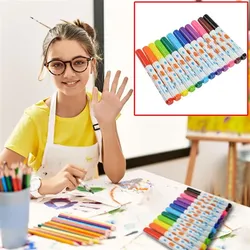 12 Jumbo-Filzstifte Set - zum Malen, Gestalten & Basteln für Kinder & Erwachsene - 12 leuchtende Farben - perfekt für Scrapbooks, Journals & Grusskarten