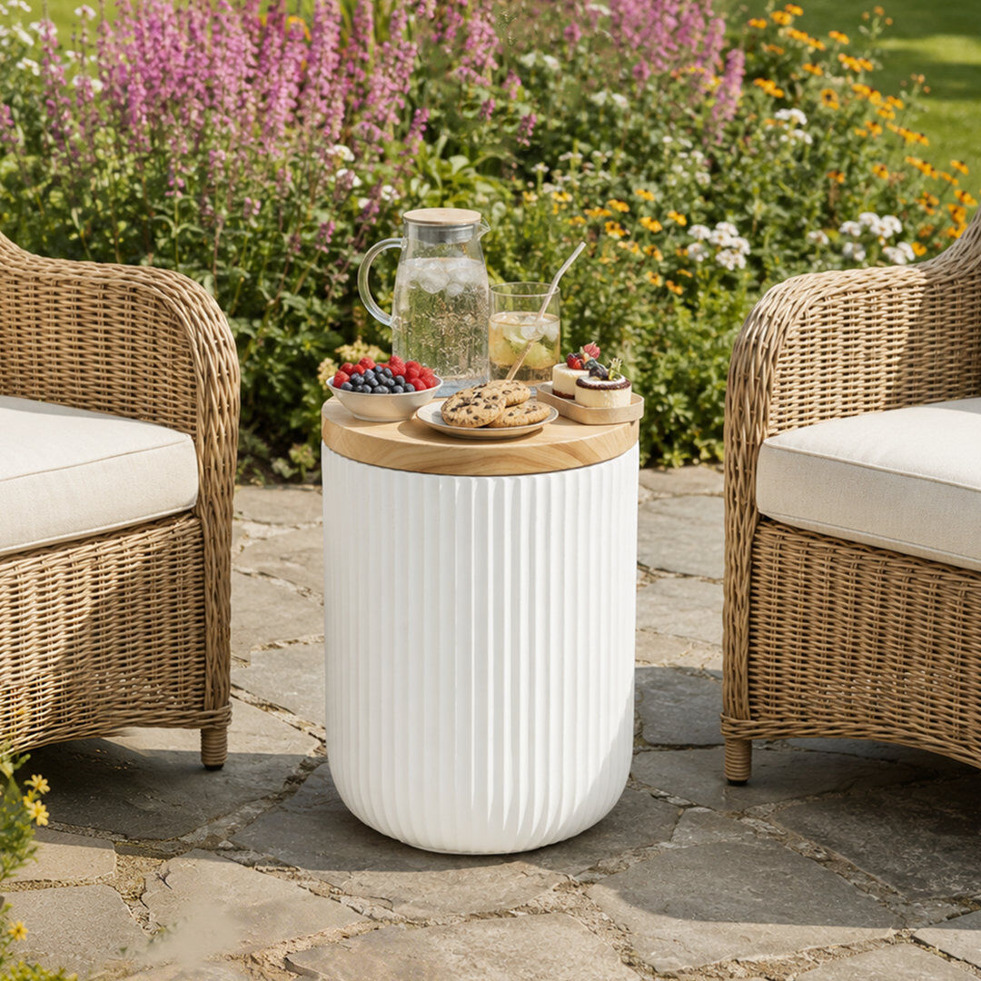 Blue Elephant Round Outdoor Side Table Brown