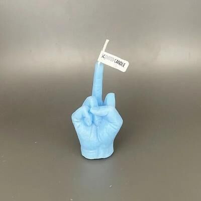 Uplifted Goods Creative Middle Finger Gesture Scented Candle blue
