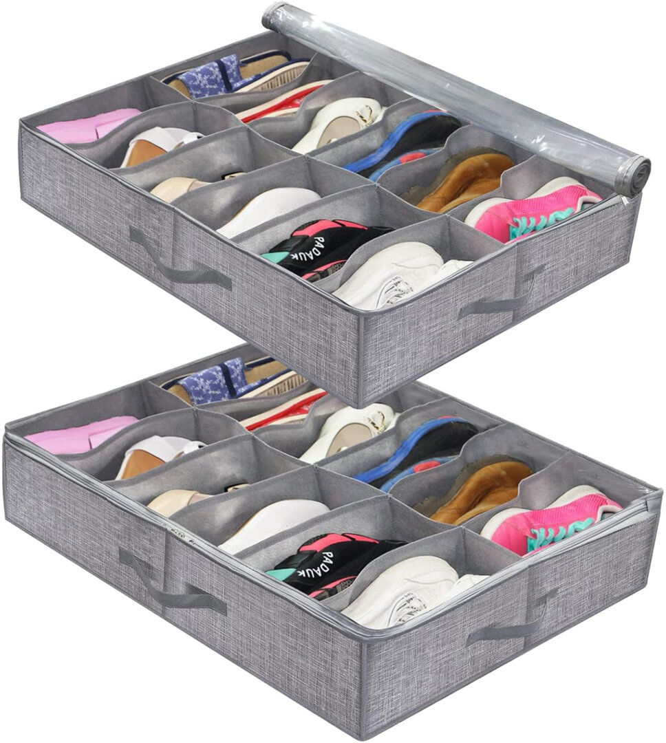 17 Stories 24 Pair Shoe Storage Box Gray 24