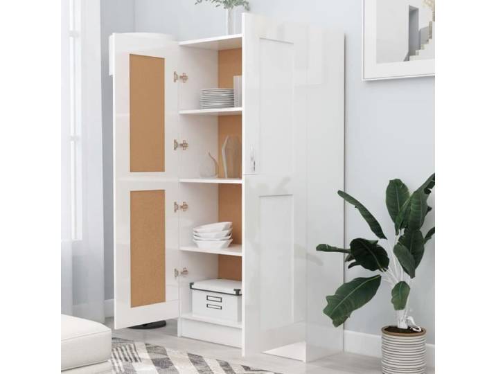 LVL - MEUBLE ETAGERE - Bibliothèque Blanc brillant 82 5x30 5x150 cm Aggloméré(9432)