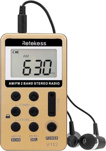 Retekess V112 Mini Draagbare Zakradio FM AM - Goud