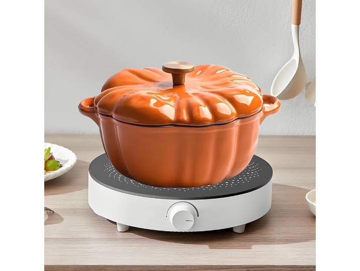 Four hollandais en forme de citrouille, Pot en fonte émaillée avec couvercle pour la cuisson du pain, soupe, ragoût, four sûr, décor d'halloween pour Thanksgiving, cadeau de vacances
