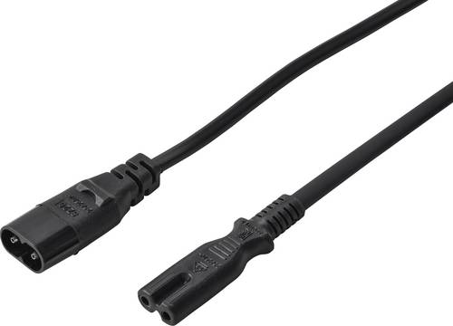 Renkforce Strom Verlängerungskabel [1x Kleingeräte-Stecker C8 - 1x Kleingeräte-Buchse C7] 1.00m Schwarz