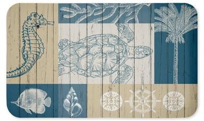 "Stupell Let's Sail Nautical Creatures Printed Anti-Fatigue Floor Mat, design by Kim Allen, 30""x18"""