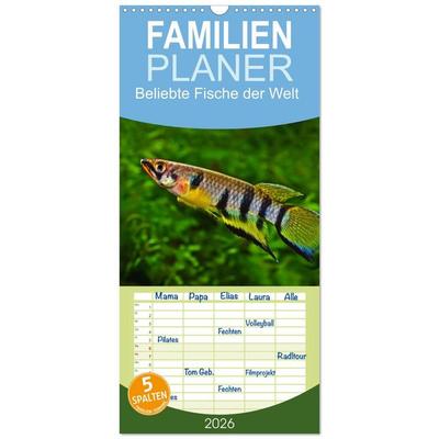 Familienplaner 2026 - Beliebte Fische der Welt mit 5 Spalten (Wandkalender, 21 x 45 cm) CALVENDO