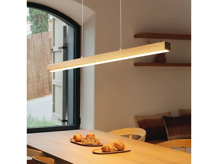 Moderne pendentif LED lumière bois longue bande table à manger lampe suspension lustre salle à manger cuisine luminaire