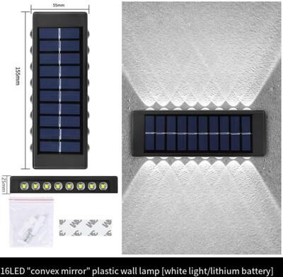 Uplift Picks Outdoor Solar Wall Light Waterproof LED Up Down Garden Lighting Lamp white 16 Led 6 Pcs