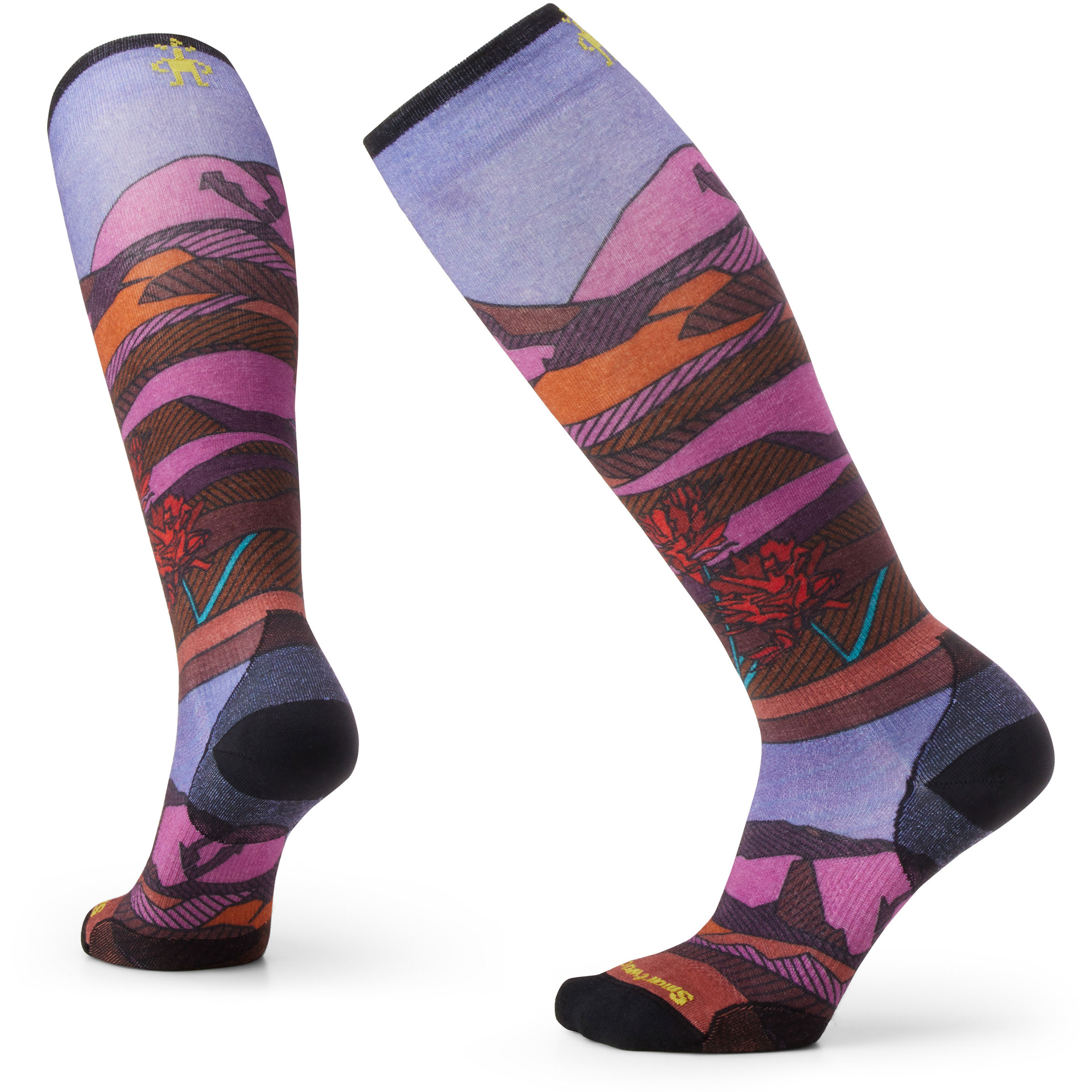 Smartwool Ski Zero Cushion Floral Field Print OTC Damen Skisocken lila Größe 38 Skifahren | Freeride Hautfreundlich Merinowolle