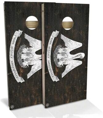 Skip's Garage Louisiana Flag Rustic Outdoor Cornhole Board Set