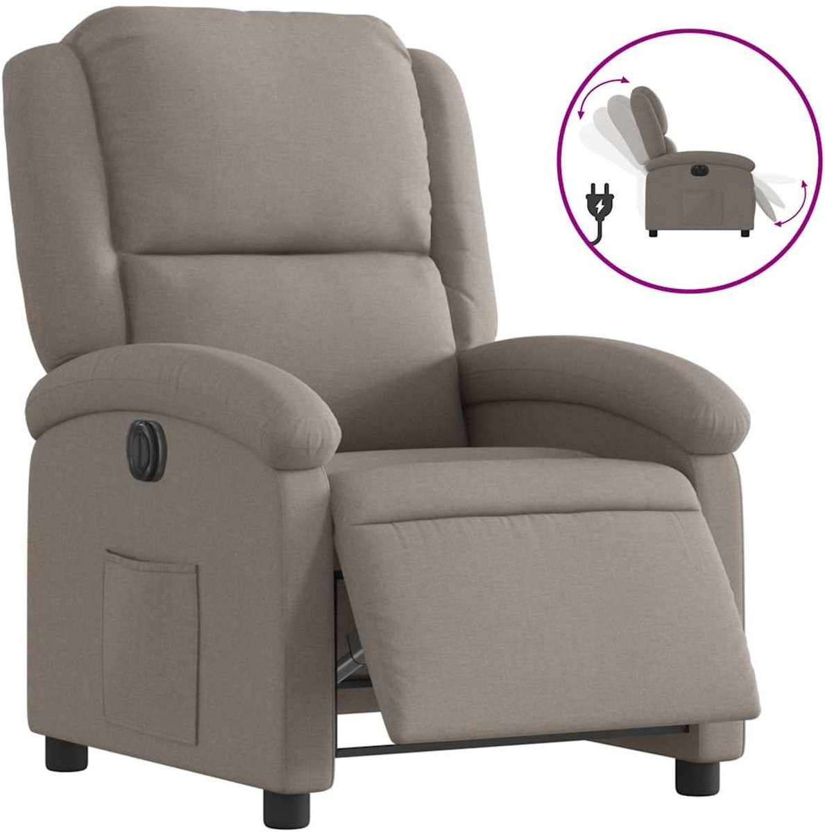 vidaXL Elektrische Relaxfauteuil voor volwassenen - Taupe - Stof