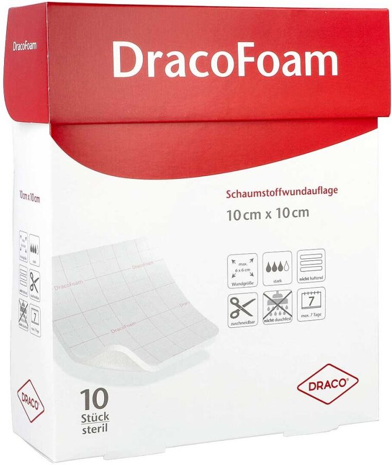 Dracofoam Schaumstoff Wundauflage 10x10 cm