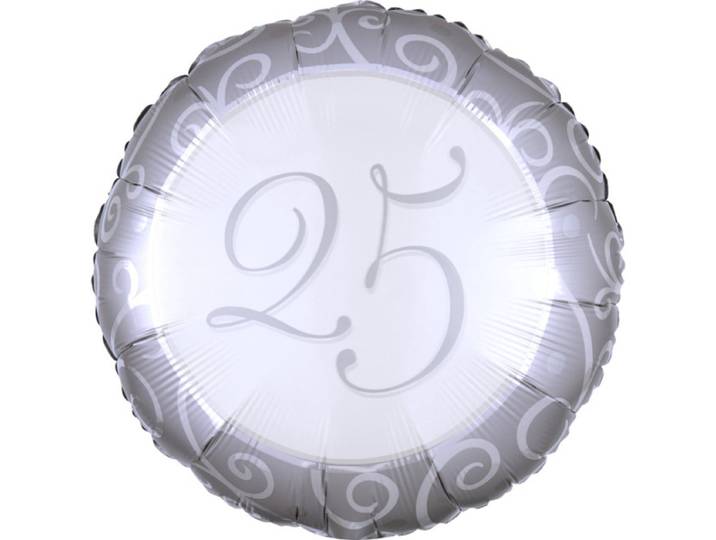 Folieballon 25 Jaar Jubileum Zilver (43cm)