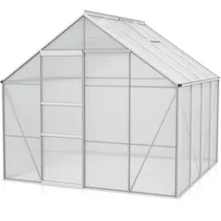 Vitavia Gewächshaus Merkur 6700 inkl. 2 Dachfenstern - 6,7 m2 -Alu-blank eloxiert-4 mm Hohlkammerplatten