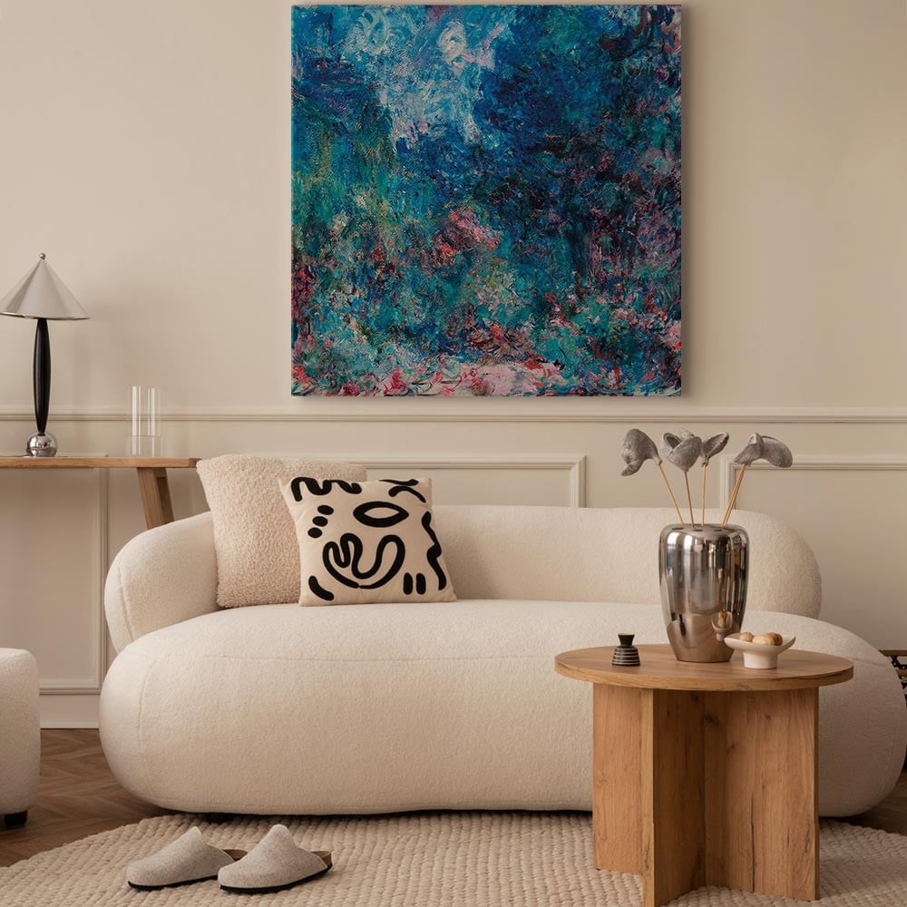 home24 Canvas afbeelding La maison de l'artiste blauw, 40 x 40 cm