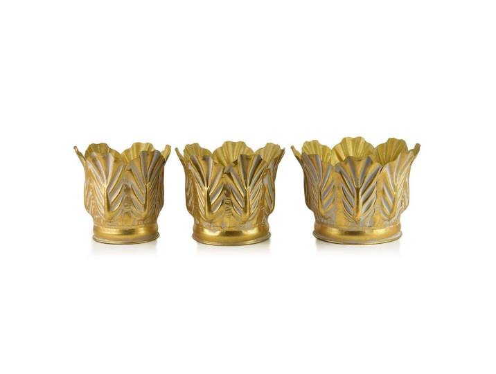 Mondex Blumentopf Marina 2er Set Gold 28/28/20 cm Metall, Goldfarben, 28x20x28 cm, Dekoration, Blumen & Blumentöpfe, Übertöpfe