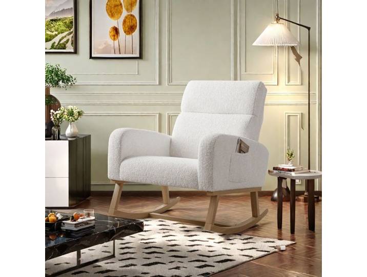 Fauteuil à Bascule - EIFSON - Rembourré - Blanc - 69.2x78.5x87cm - Relaxation