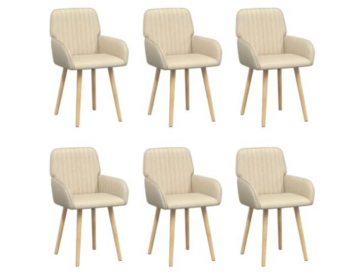 Xhnifbn 6er Set Esszimmerstühle Polsterstuhl Creme 56,5x50x87,5 cm Bequeme Küchenstühle mit Lehnen, beigefarbenem Stoffbezug und stabilen Holzbeinen für angenehme Stunden im Esszimmer.