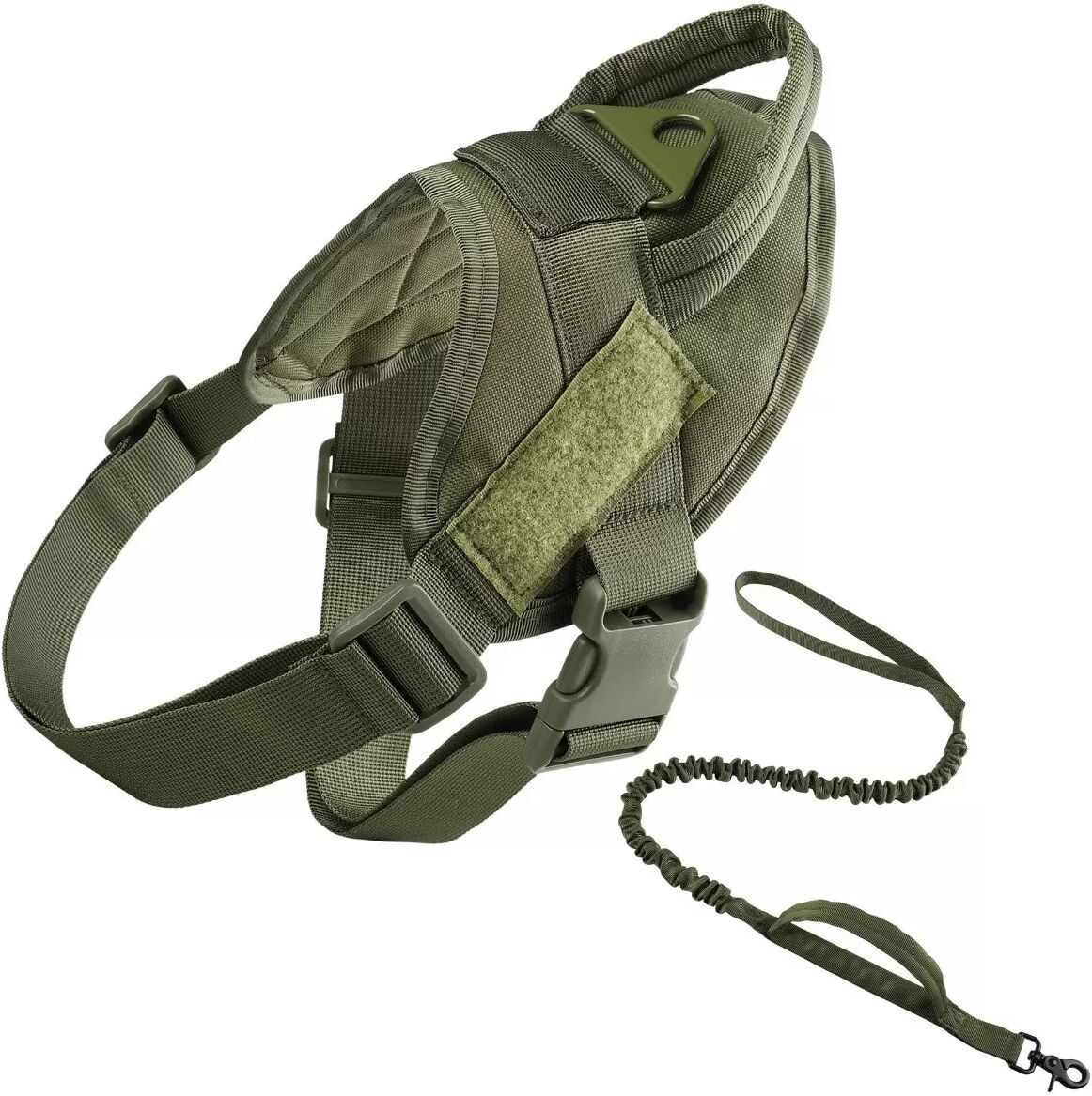 INF Multifunktionales Taktisches Hunde-Geschirr Set L (20-34 kg) – Robust, Zugfrei, Atmungsaktiv mit Griff Grün