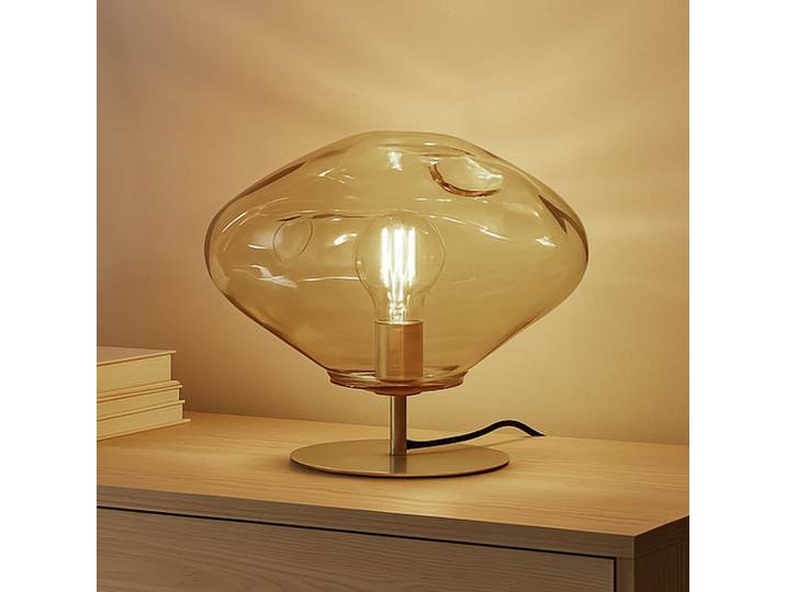 Lelia Tischleuchte Ø35 Bernstein - Lindby - Esszimmer - Design - Glas - Einflammig