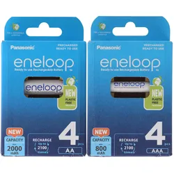 Panasonic Akku Eneloop Kombipack mit 4x AA und AAA Akkus und 2 AccuCell Akkuboxen Gratis (4 Stk., AA, AAA), Batterien + Akkus