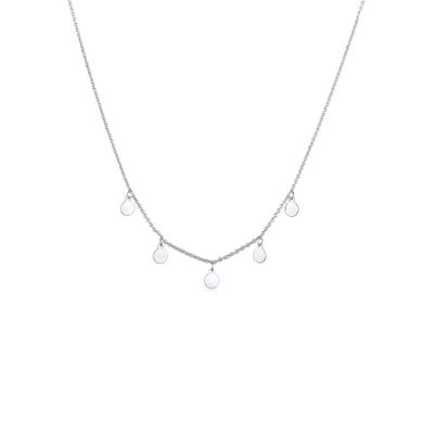 Kette mit Anhänger ELLI "Halskette Plättchen Messing Silberfarben" Gr. 40, silber, Halsketten, Damen, ohne Stein, Messing