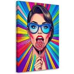 BILDER, Pop-Art Frau mit Brille