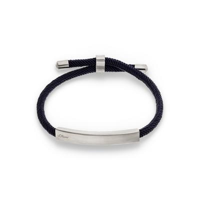 Armband S.OLIVER "Schmuck Geschenk Edelstahl Rope", edelstahlfarben, blau, Armbänder, Herren, 23cm, Baumwolle Edelstahl, Baumwolle, Edelstahl, Armband