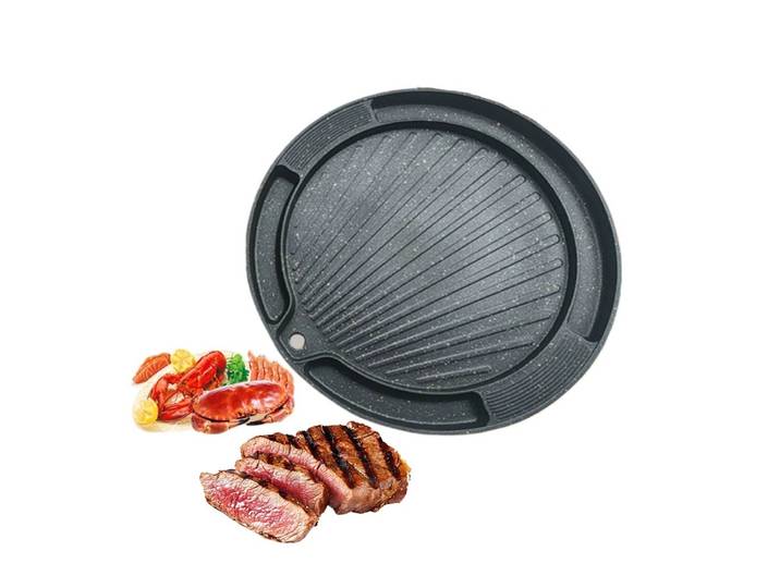 Poêle à barbecue antiadhésive traditionnelle coréenne, cuisinière de barbecue coréenne pour barbecue intérieur/extérieur sans fumée, poêle à gril en fonte d'aluminium