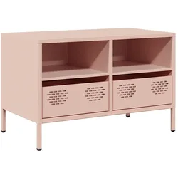 Helloshop26 - Industrie-Design TV-Möbel mit Stauraum 68 x 39 x 43 cm verstellbare Füße mattes Finish aus kaltgewalztem Stahl rosa