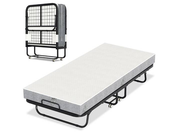 Bettizia Lit Pliant lit d'appoint 90x200cm avec Roulettes + Matelas Cadre en Acier Charge 150KG