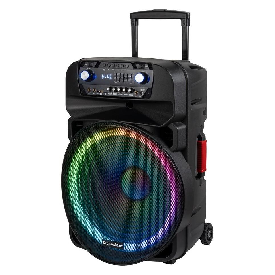 Krüger&Matz Aktiv-Lautsprecherbox (mit 2 UHF- SD- Bluetooth- FM- USB- LED-Funkmikrofonen) 60 Watt (KM1718)
