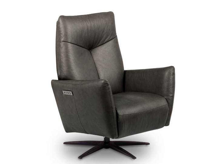 Livetastic Relaxsessel, Anthrazit, Metall, Echtleder, Semi-Anilinleder, 76x107x88 cm, Lederauswahl, Relaxfunktion, USB-Anschluss, USB-C-Anschluss, Sitzfläche 360° drehbar, Wohnzimmer, Sessel, Relaxsessel
