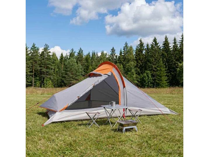 vidaXL Trekkingzelt 4 Personen Grau und Orange