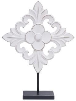 Elements White Wood and Metal Tabletop Decor, 19 Inch
