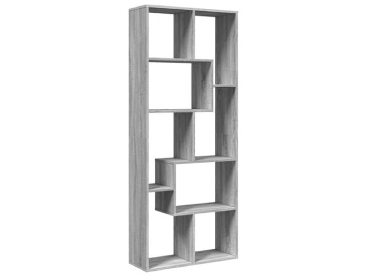 HKLGBVCR Raumteiler Grau Sonoma 67 x 25 x 161,5 cm aus Holz Multifunktionale Fächer, Wandmontage erforderlich, Schrauben nicht im Lieferumfang enthalten, geometrisches Design
