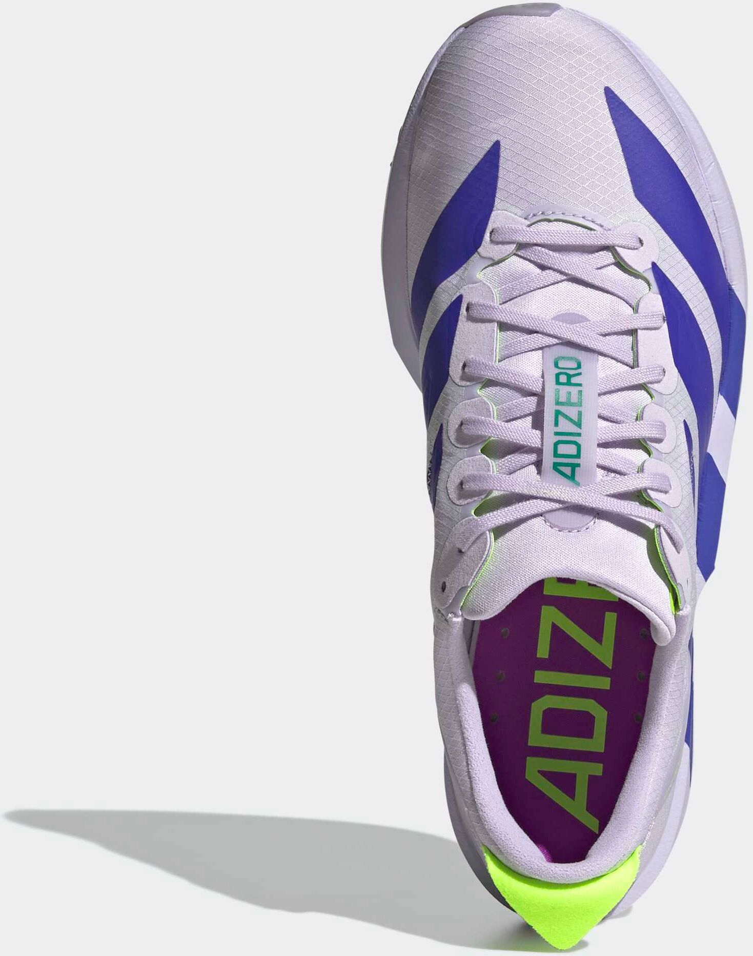 Laufschuh ADIDAS PERFORMANCE "ADIZERO ADIOS 9", Damen, Gr. 38,5, lila tint, solar lila, signal grün, Synthetik, Textil, Schuhe Laufschuh, für mehr Stabilität bei schnellen Läufen lila tint, solar lila, signal grün 38,5