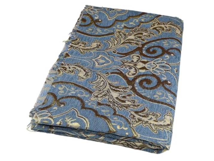 TinaKim Dicker europäischer Jacquard-Chenille-Polsterstoff für Sofas, Stuhl-Dekoration, Damast-Muster (blau, 6 Yard vorgeschnitten)