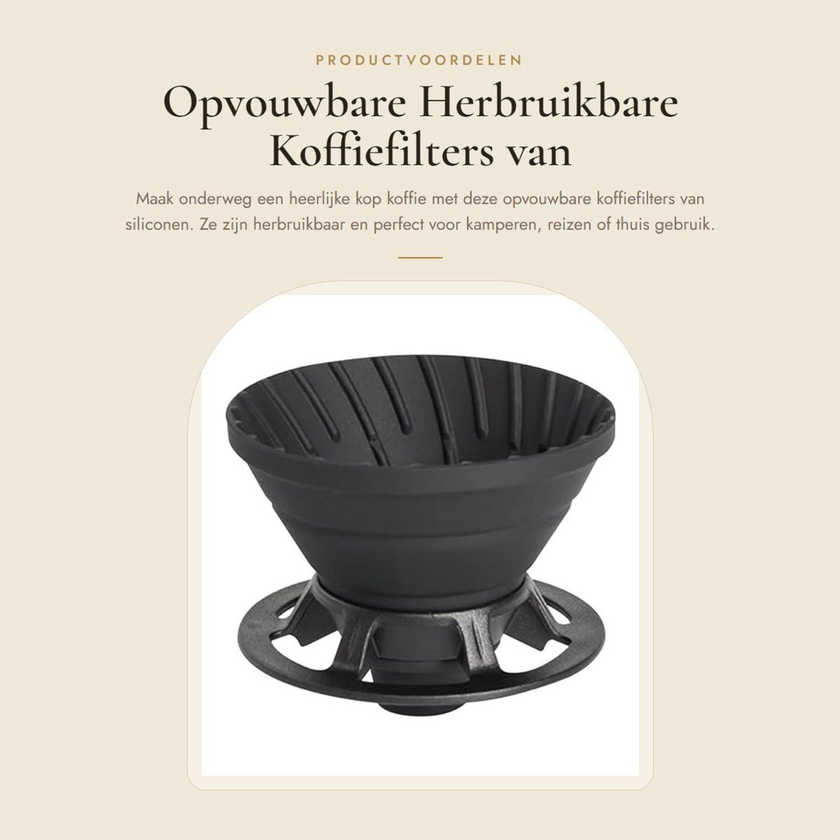 Draagbaar siliconen koffiefilter voor opvouwbare koffiedripper - Zwart