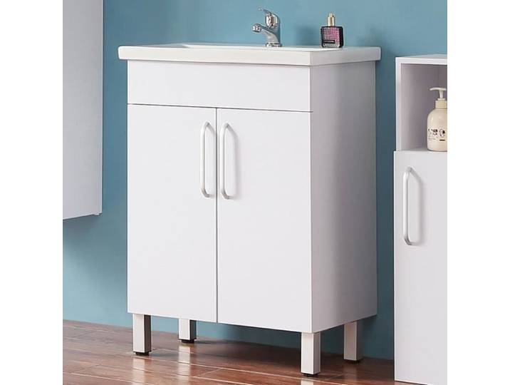 Meuble de salle de bain - Ensemble meuble salle de bain et vasque - Blanc - Contemporain