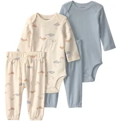 Carter's 4-tlg. Set 2x Bodys langarm und Jogginghosen Wale Rippqualität, natur | hellblau, 62