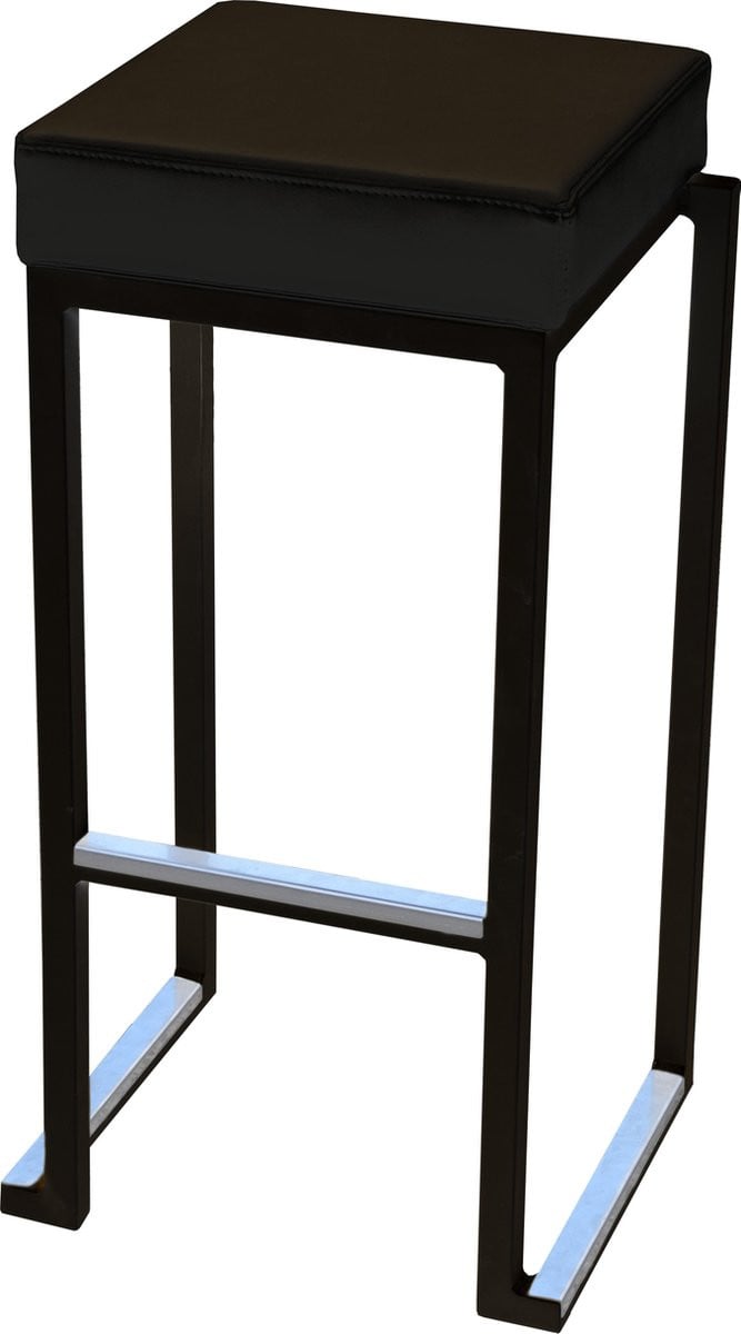 Bari stapelbare barkruk met kunststof lederen zitting en metalen frame in zwart