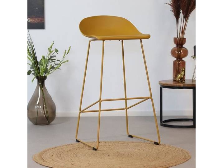 Livin24 Tabouret de bar Ellen jaune design Scandinave 76 cm