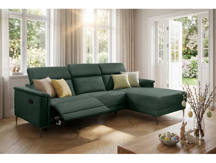 OTTO home Ecksofa LUND, Struktur-Bezug, L-Form, 261cm, man. /elektr. Relaxfunktion, auch mit USB A-Anschluss sowie Kopfteilverstellung