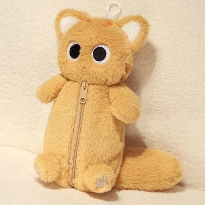 Uplift Essentials Plush Cat Pencil Case Large Capacity Stationery Bag yellow