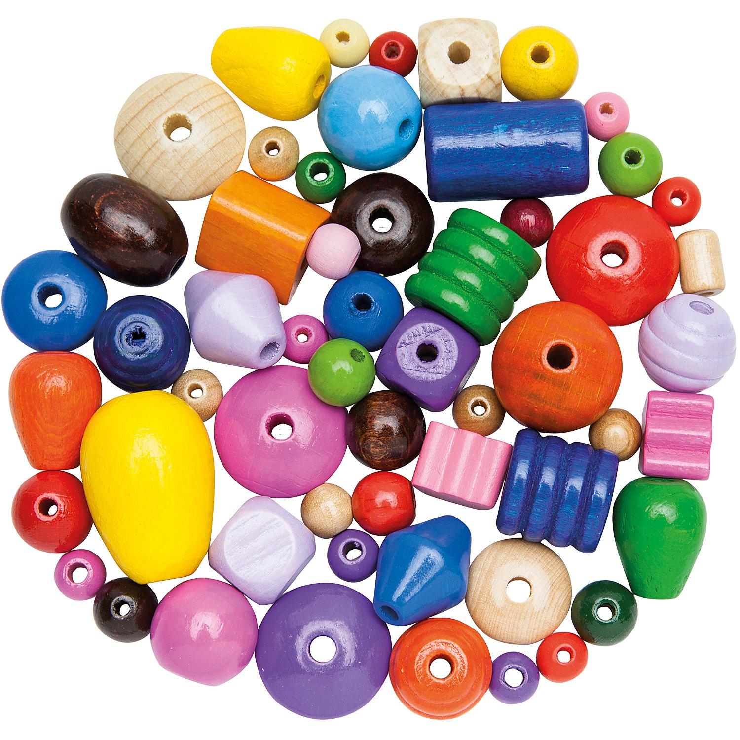 Holzperlenmix, bunt, 500 g