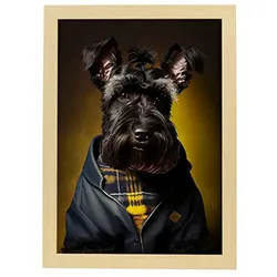 POSTER Riesenschnauzer In Voller Farbe Fotostil A3 Rahmen Aus Hellem Holz