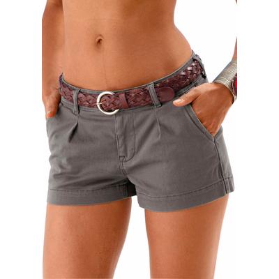 Shorts LASCANA "aus elastischer, sommerlicher Baumwollware", Damen, Gr. 34, N-Gr, grün (olivgrün), Denim/Jeans, Obermaterial: 98% Baumwolle, 2% Elasthan, unifarben, figurbetont kurz, Hosen Shorts, mit Taschen, kurze Hose, Freizeitlook, Sommerhose,...