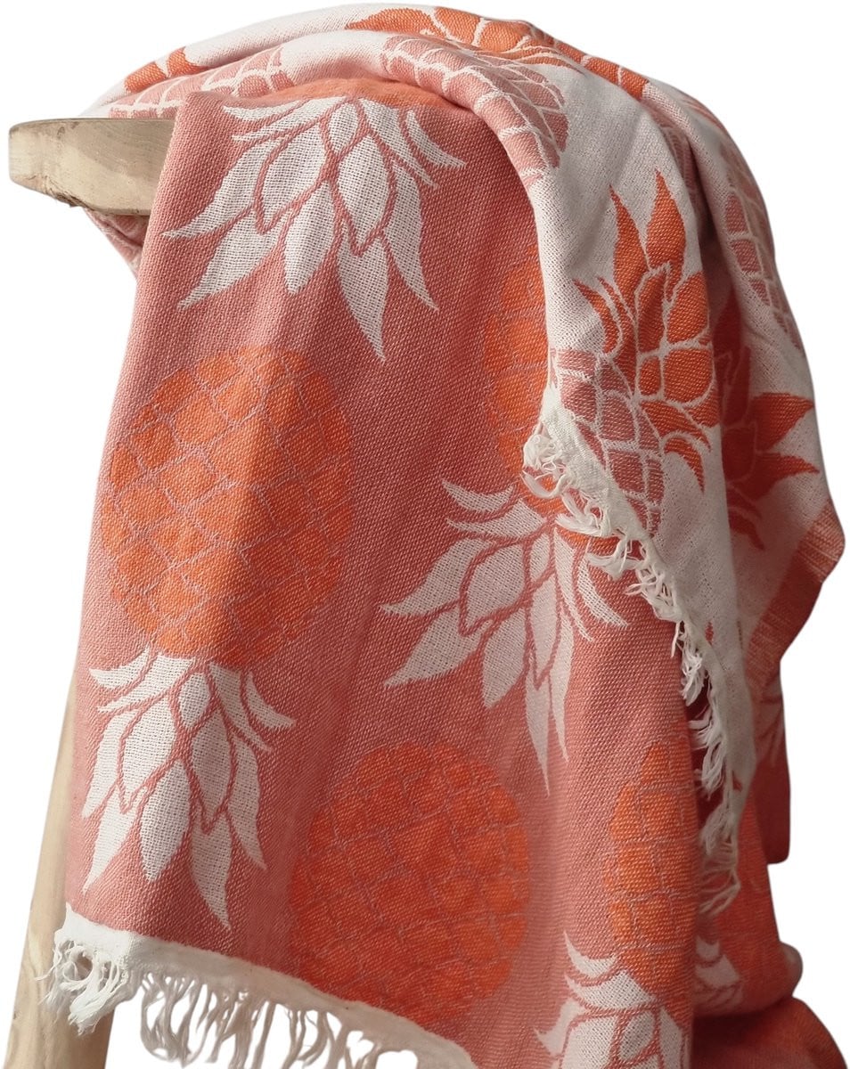 Ederlezi Jacquard Hamamdoek Peshtemal Saunadoek Ananas Oranje 100% Katoen 90 x 170 cm